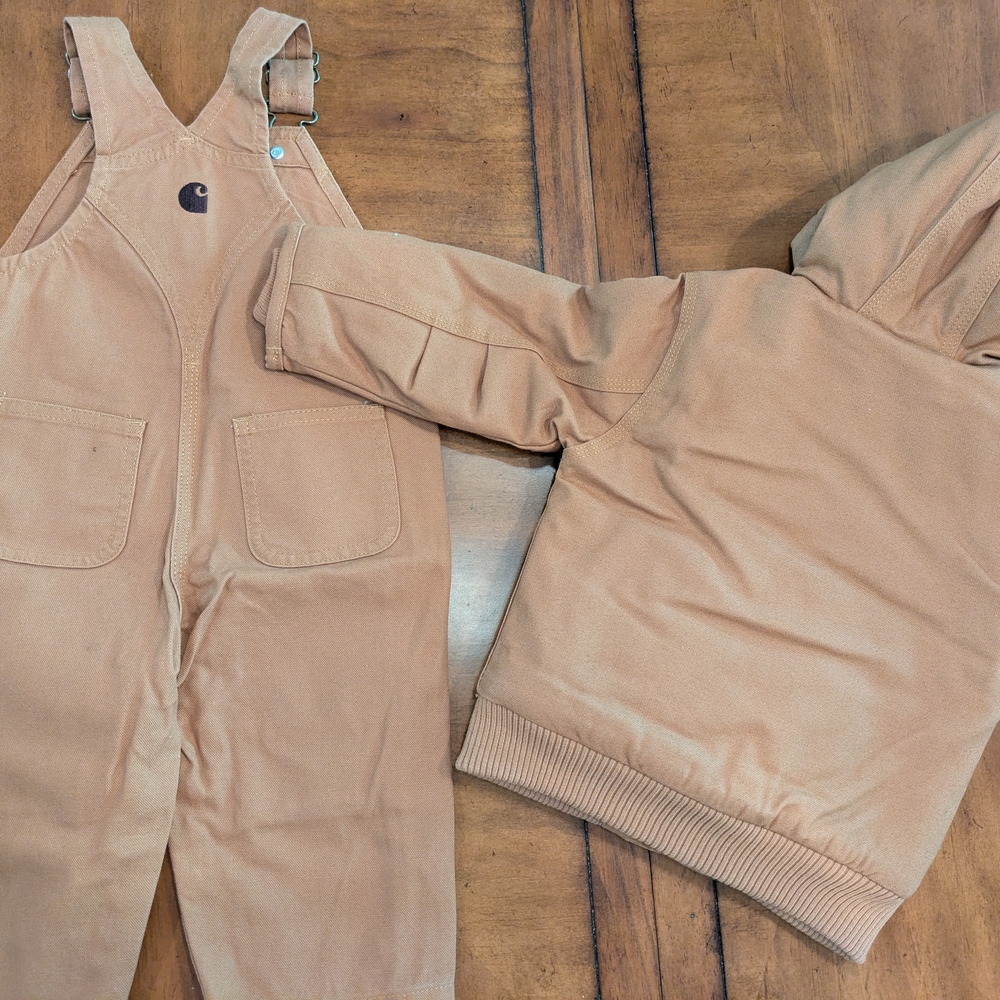 Carhartt Brown baby 12M Jacket & Overalls Set